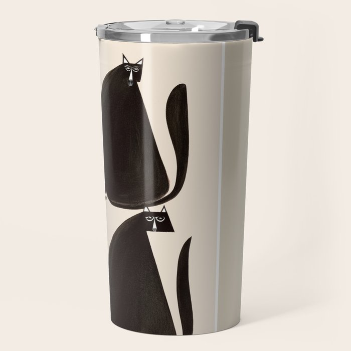 Minimalist Cats in Black and White Travel Mug Gallery Image 2