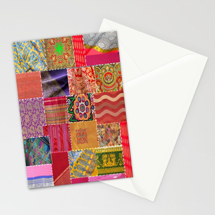 Boho Sari Patchwork Quilt Stationery Card Gallery Image 2