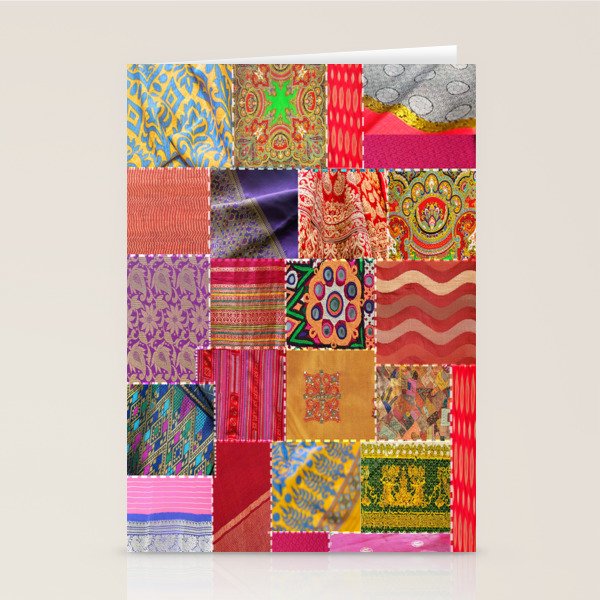 Boho Sari Patchwork Quilt Stationery Card Gallery Image 2