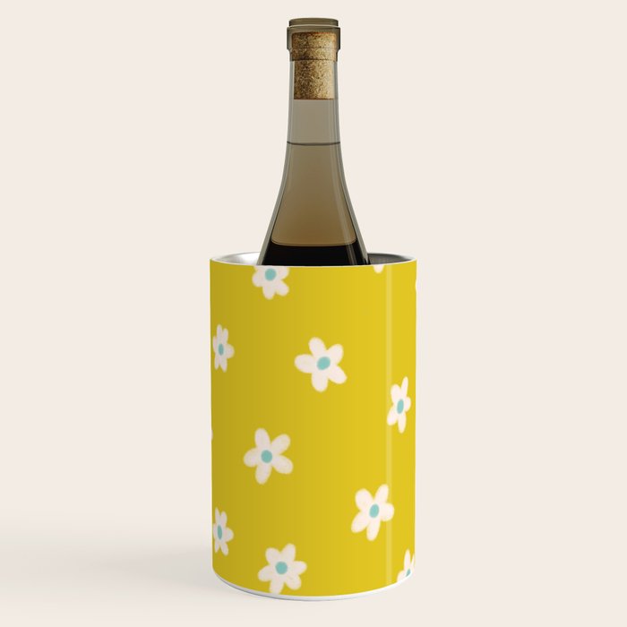 Small Daisies - Yellow, White and Turquoise Wine Chiller Gallery Image 2