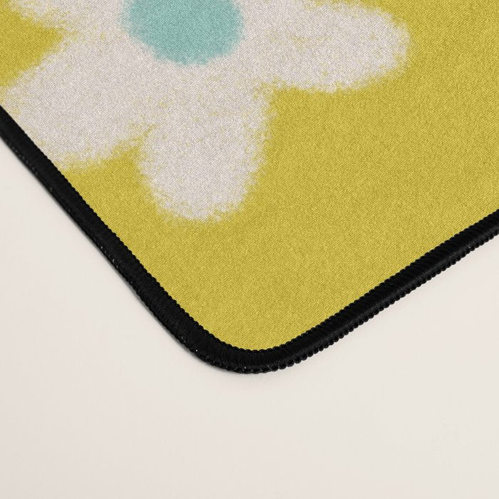 Small Daisies - Yellow, White and Turquoise Desk Mat Gallery Image 4