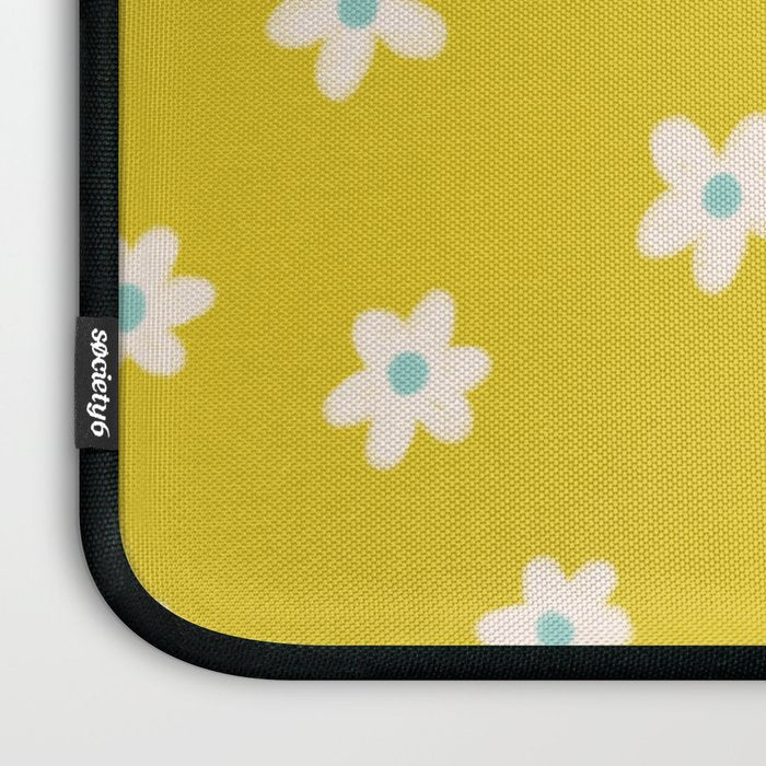 Small Daisies - Yellow, White and Turquoise Laptop Sleeve Gallery Image 3
