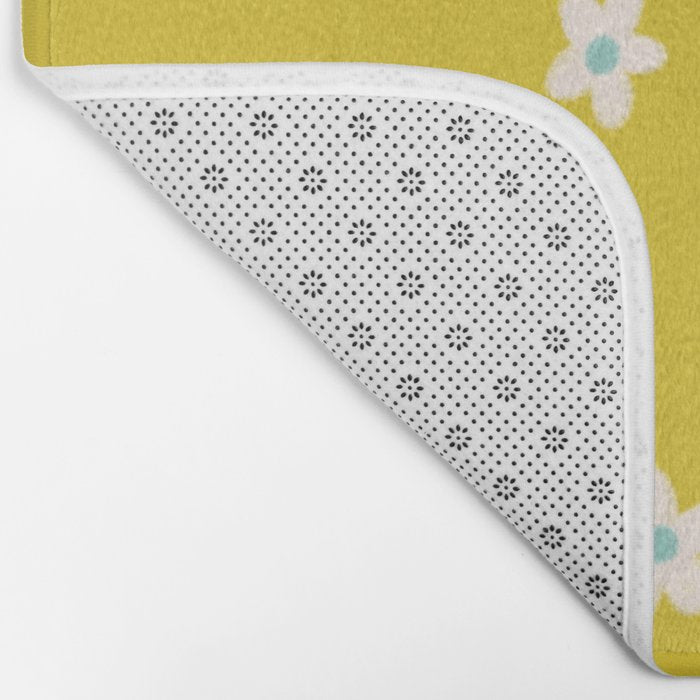 Small Daisies - Yellow, White and Turquoise Bath Mat Gallery Image 2