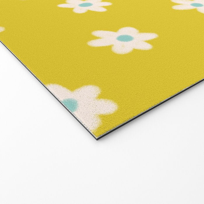 Small Daisies - Yellow, White and Turquoise Welcome Mat Gallery Image 2