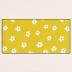 Small Daisies - Yellow, White and Turquoise Desk Mat Gallery Image 3