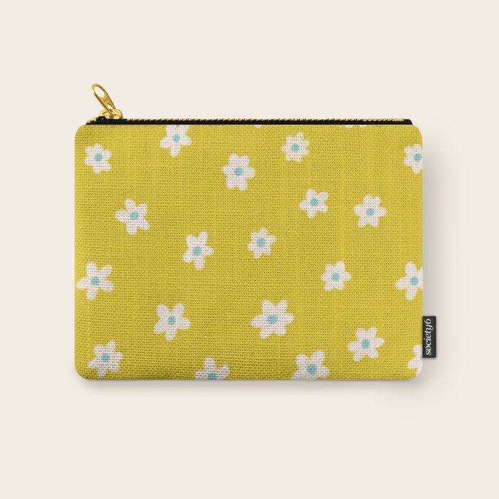 Small Daisies - Yellow, White and Turquoise Carry All Pouch Gallery Image 1