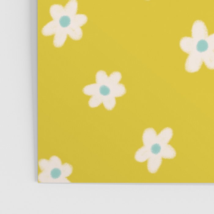 Small Daisies - Yellow, White and Turquoise Poster Gallery Image 3