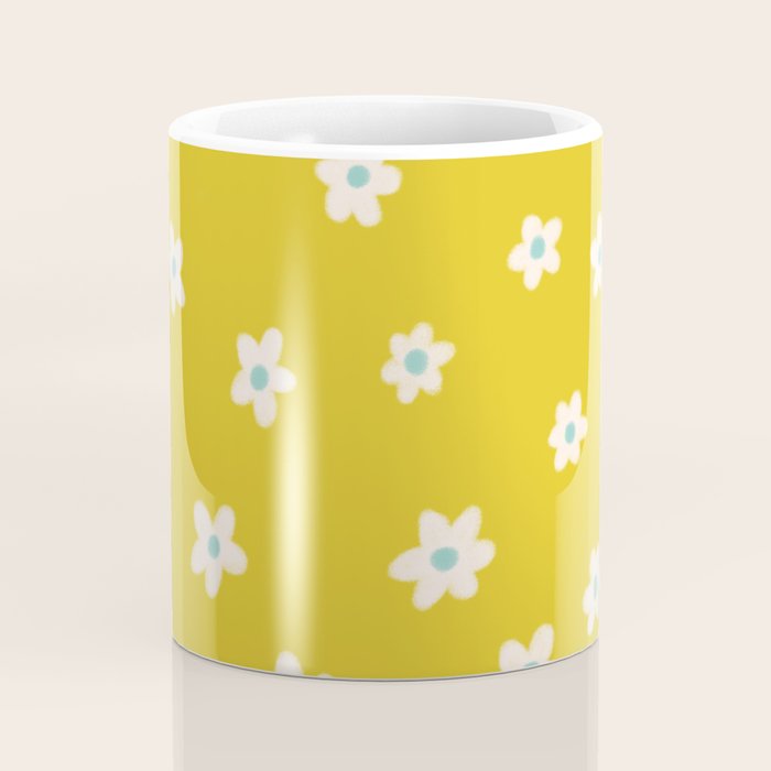 Small Daisies - Yellow, White and Turquoise Coffee Mug Gallery Image 4