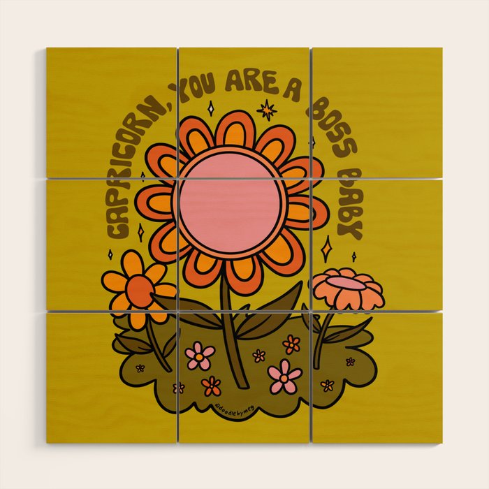 Capricorn Flower Wood Wall Art Gallery Image 1