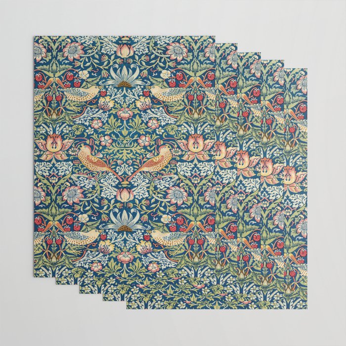 William Morris Strawberry Thief Blue 1883 Vintage Botanical Pattern Wrapping Paper Gallery Image 3