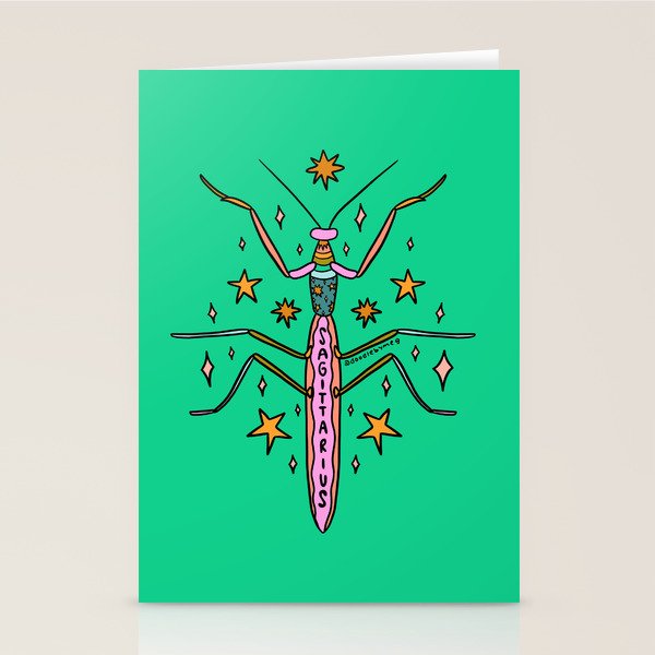 Sagittarius Praying Mantis Stationery Card Gallery Image 2
