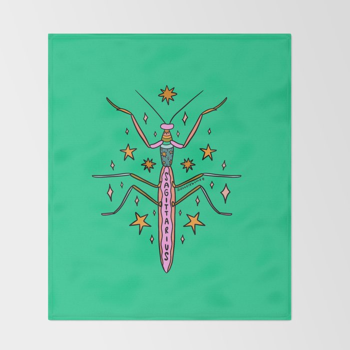 Sagittarius Praying Mantis Throw Blanket Gallery Image 2