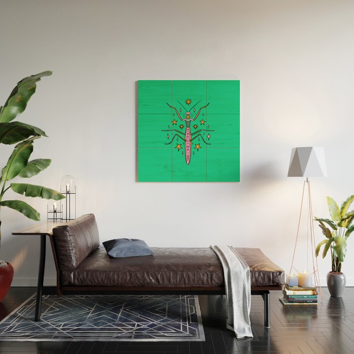 Sagittarius Praying Mantis Wood Wall Art Gallery Image 2