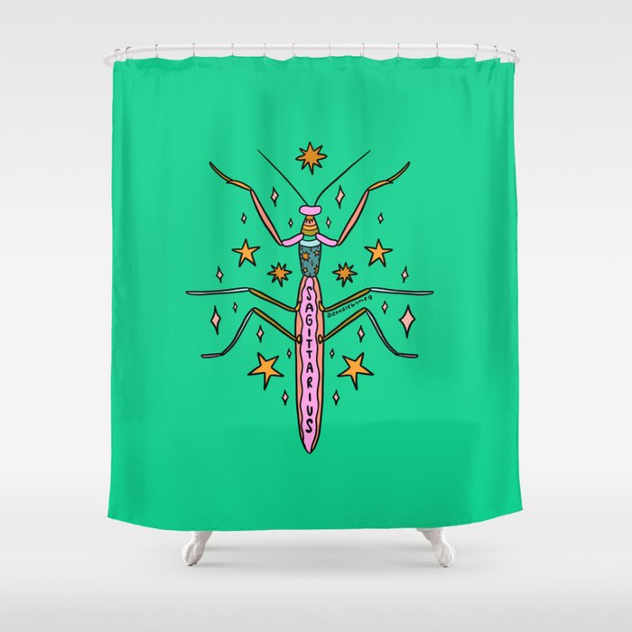 Sagittarius Praying Mantis Shower Curtain Gallery Image 1