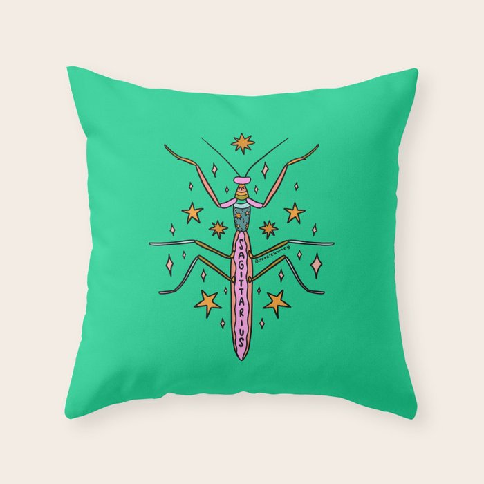 Sagittarius Praying Mantis Throw Pillow Gallery Image 6