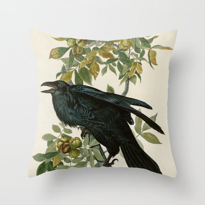 Raven - John James Audubon Birds of America Throw Pillow Gallery Image 6