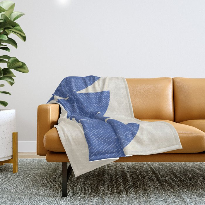 Half Circle 3 - Blue Throw Blanket Gallery Image 1