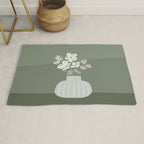 Wildflower bouquet in vase illustration - muted pink, beige and sage green flowers  Rug Gallery Image 1