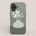 Wildflower bouquet in vase illustration - muted pink, beige and sage green flowers  iPhone Case Gallery Image 1