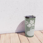Wildflower bouquet in vase illustration - muted pink, beige and sage green flowers  Travel Mug Gallery Image 4