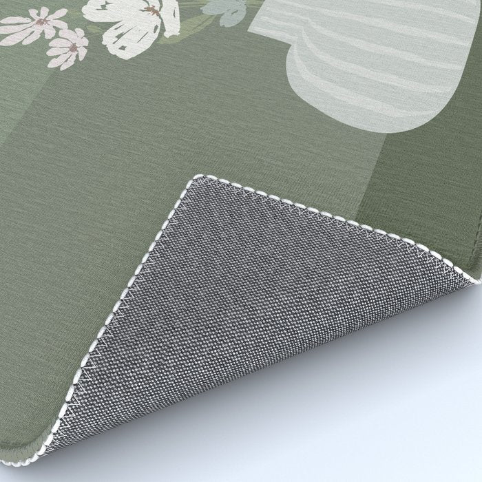 Wildflower bouquet in vase illustration - muted pink, beige and sage green flowers  Rug Gallery Image 4
