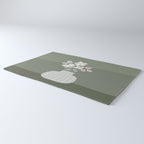 Wildflower bouquet in vase illustration - muted pink, beige and sage green flowers  Rug Gallery Image 3