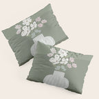 Wildflower bouquet in vase illustration - muted pink, beige and sage green flowers  Pillow Sham Gallery Image 3