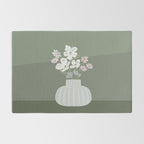 Wildflower bouquet in vase illustration - muted pink, beige and sage green flowers  Rug Gallery Image 2
