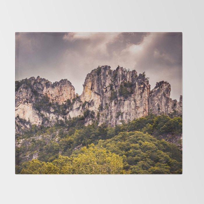 Seneca Rocks State Park West Virginia Landscape Mountains Stormy Throw Blanket Gallery Image 2