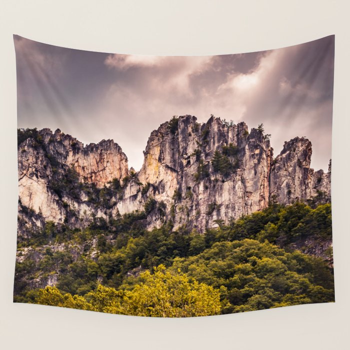 Seneca Rocks State Park West Virginia Landscape Mountains Stormy Wall Tapestry Gallery Image 4