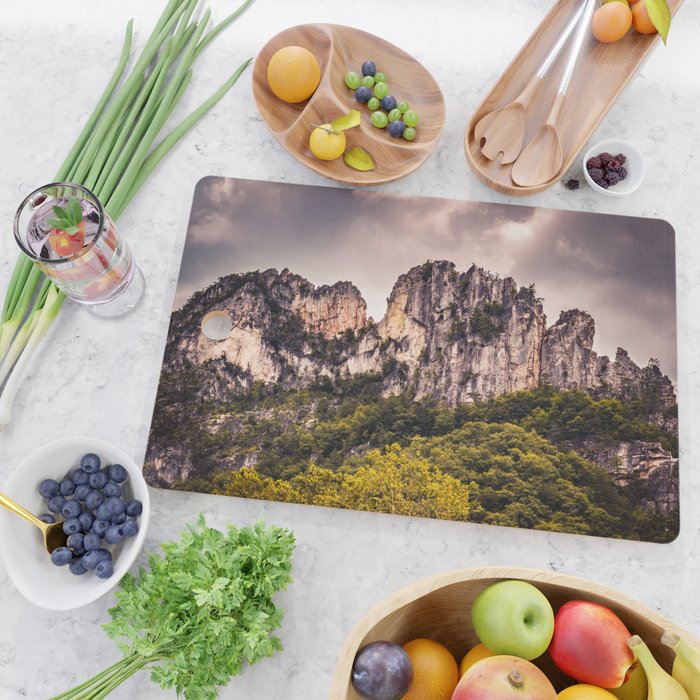 Seneca Rocks State Park West Virginia Landscape Mountains Stormy Cutting Board Gallery Image 2