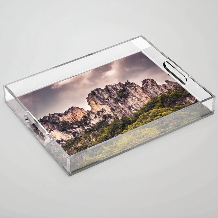 Seneca Rocks State Park West Virginia Landscape Mountains Stormy Acrylic Tray Gallery Image 1