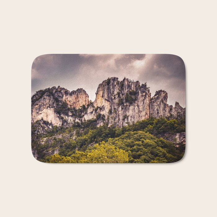 Seneca Rocks State Park West Virginia Landscape Mountains Stormy Bath Mat Gallery Image 1