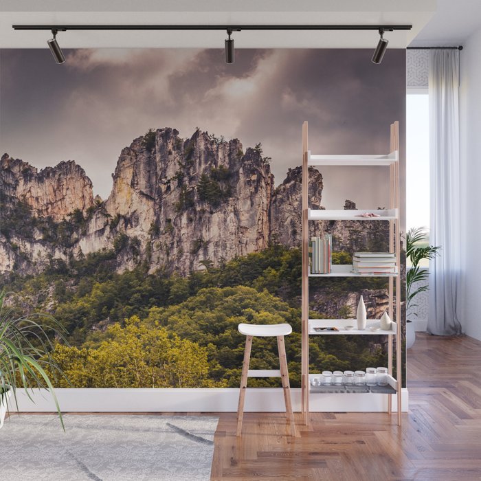 Seneca Rocks State Park West Virginia Landscape Mountains Stormy Wall Mural Gallery Image 1
