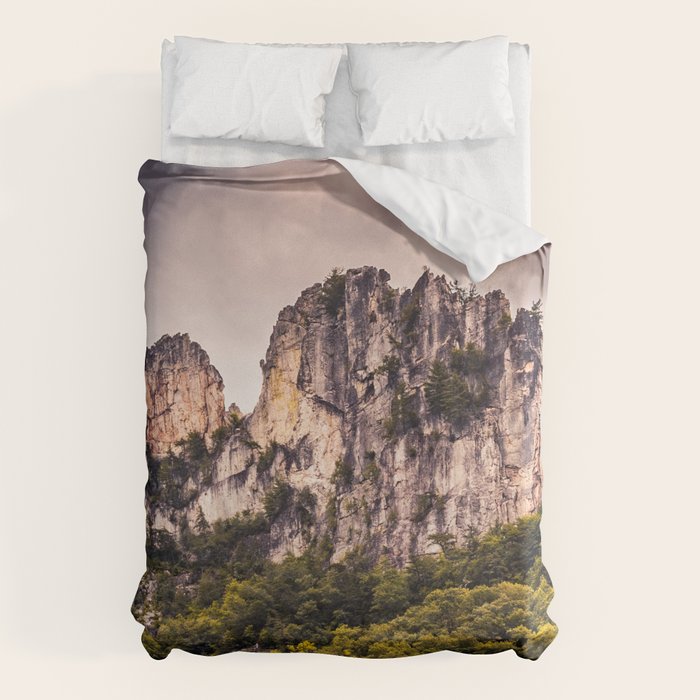 Seneca Rocks State Park West Virginia Landscape Mountains Stormy Duvet Cover