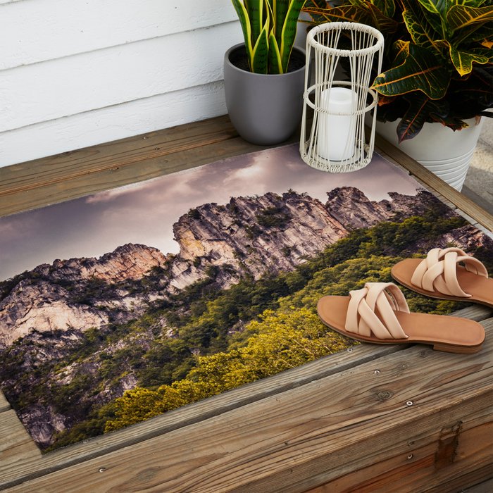 Seneca Rocks State Park West Virginia Landscape Mountains Stormy Outdoor Rug Gallery Image 2