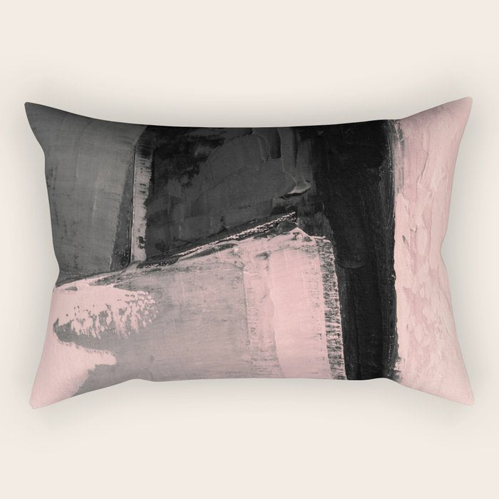 Blush and Black Abstract Art Print Rectangular Pillow Gallery Image 1