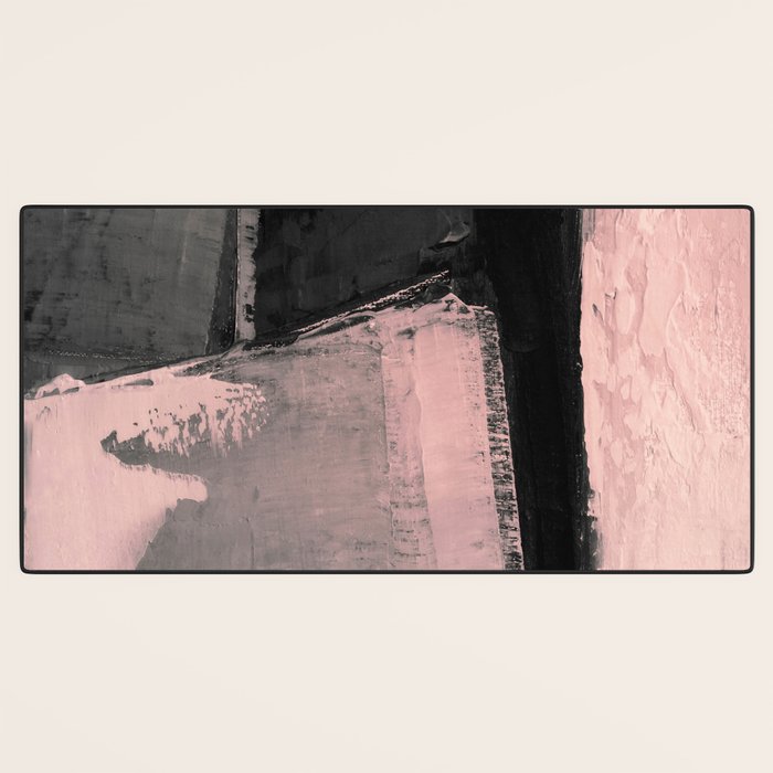 Blush and Black Abstract Art Print Desk Mat Gallery Image 3