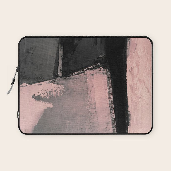 Blush and Black Abstract Art Print Laptop Sleeve Gallery Image 1
