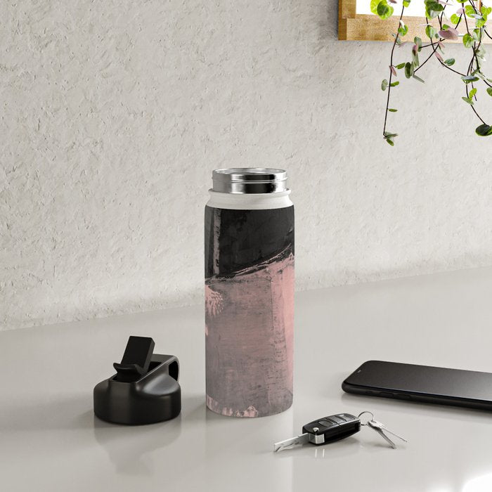 Blush and Black Abstract Art Print Water Bottle Gallery Image 4