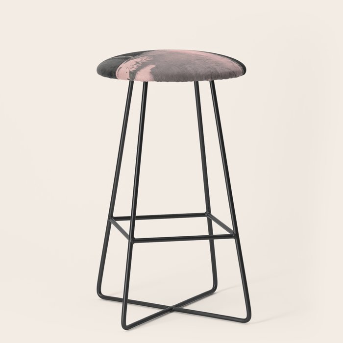 Blush and Black Abstract Art Print Stool Gallery Image 1