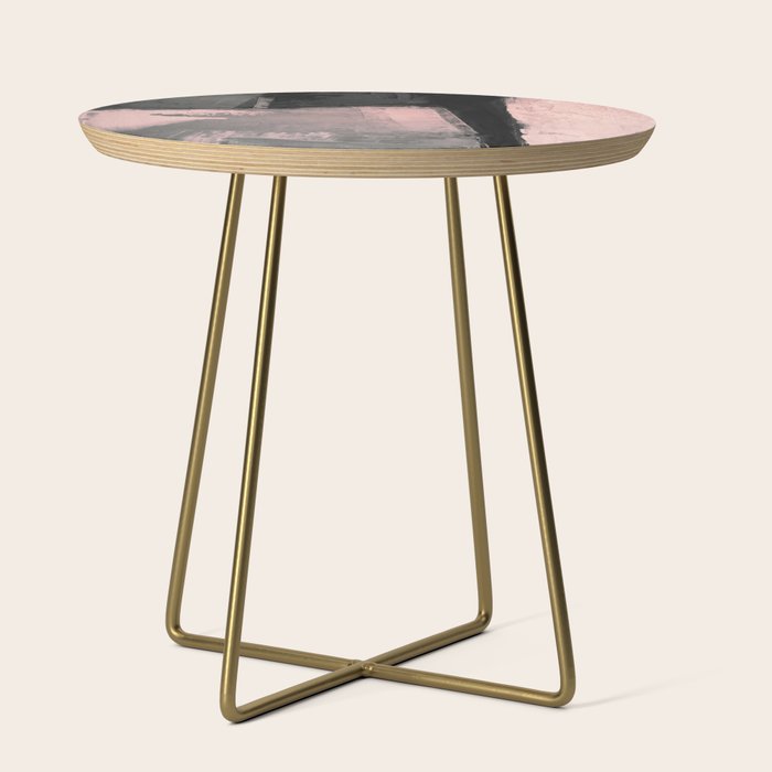 Blush and Black Abstract Art Print Side Table Gallery Image 1