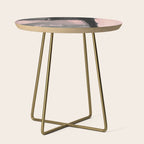 Blush and Black Abstract Art Print Side Table Gallery Image 1