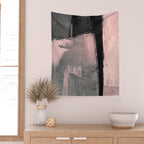 Blush and Black Abstract Art Print Wall Tapestry Gallery Image 2