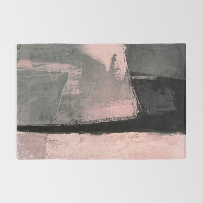 Blush and Black Abstract Art Print Rug Gallery Image 2