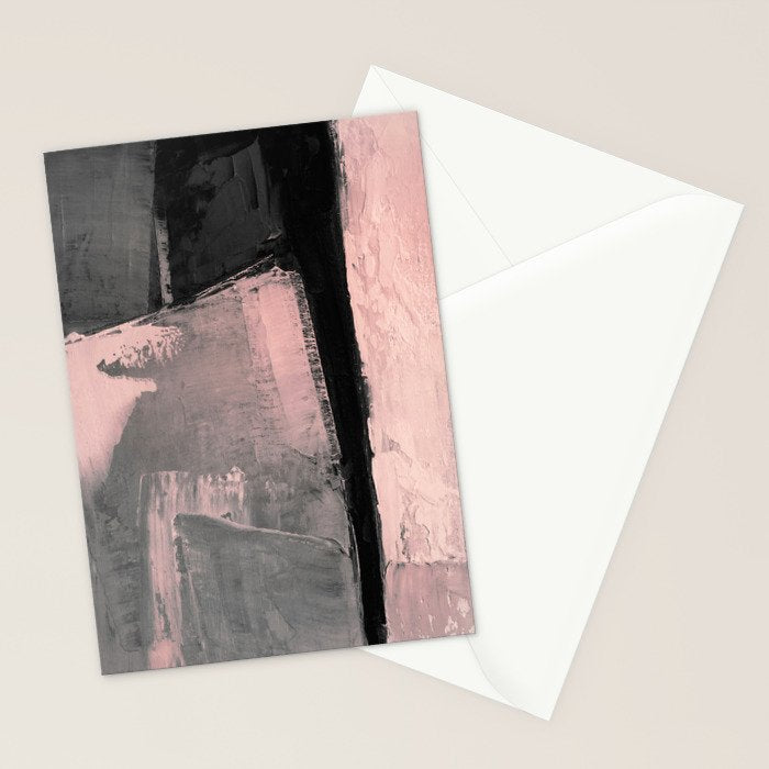 Blush and Black Abstract Art Print Stationery Card Gallery Image 2