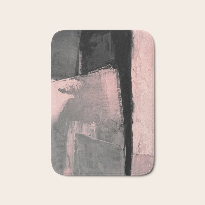 Blush and Black Abstract Art Print Bath Mat Gallery Image 1