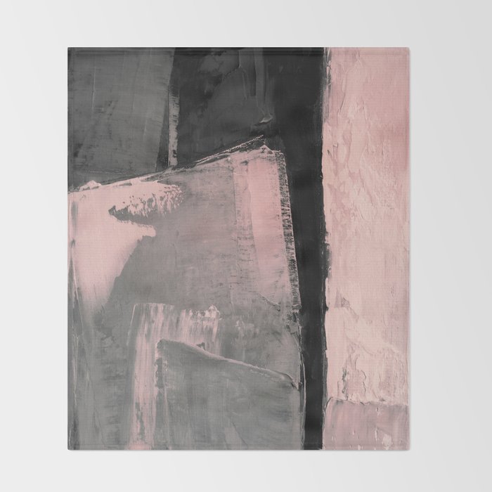 Blush and Black Abstract Art Print Throw Blanket Gallery Image 2