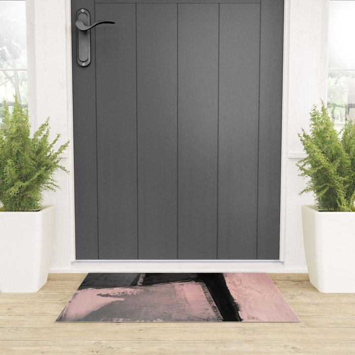 Blush and Black Abstract Art Print Welcome Mat Gallery Image 3