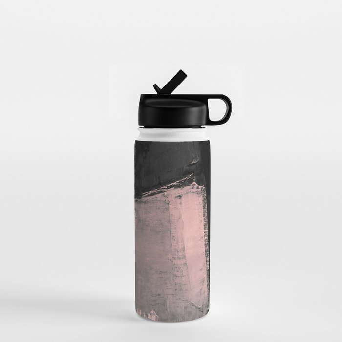 Blush and Black Abstract Art Print Water Bottle Gallery Image 1
